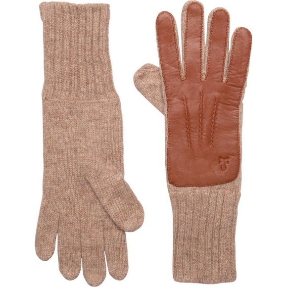 NWT Frye Leather Patch Knit Gloves - Picture 2 of 3